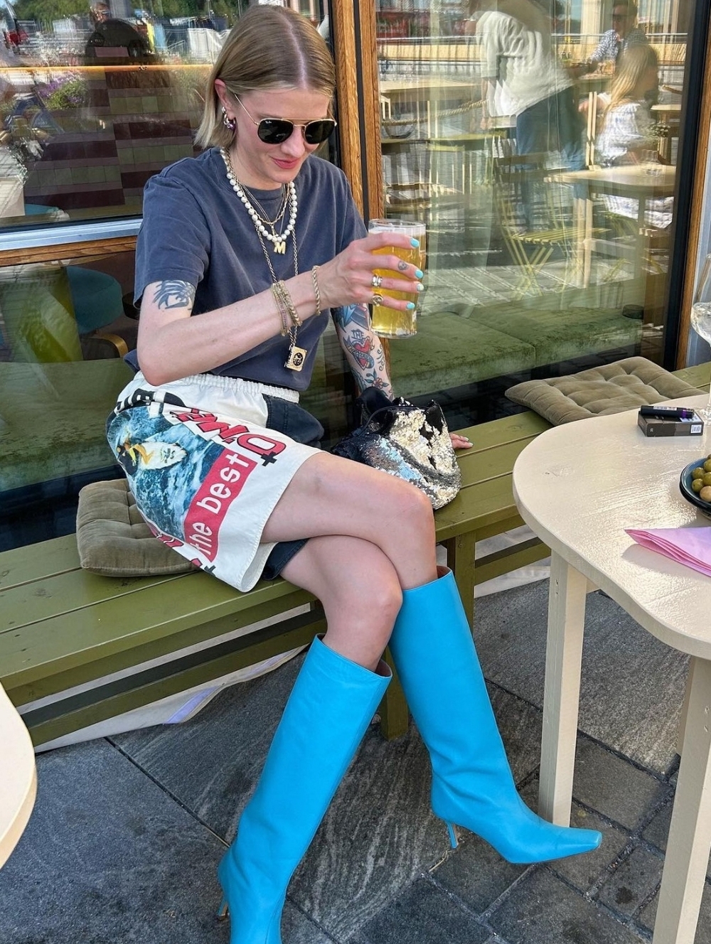 ACNE STUDIOS Blue leather boots size-7 - Picture 4 of 7